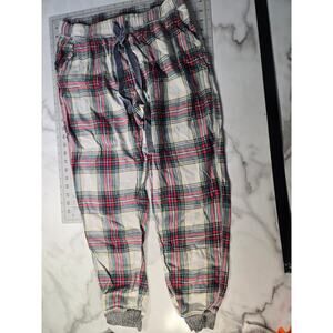 Aerie Plaid Flannel Pajama Pants Medium Long Holiday Velvet Ribbon Tie